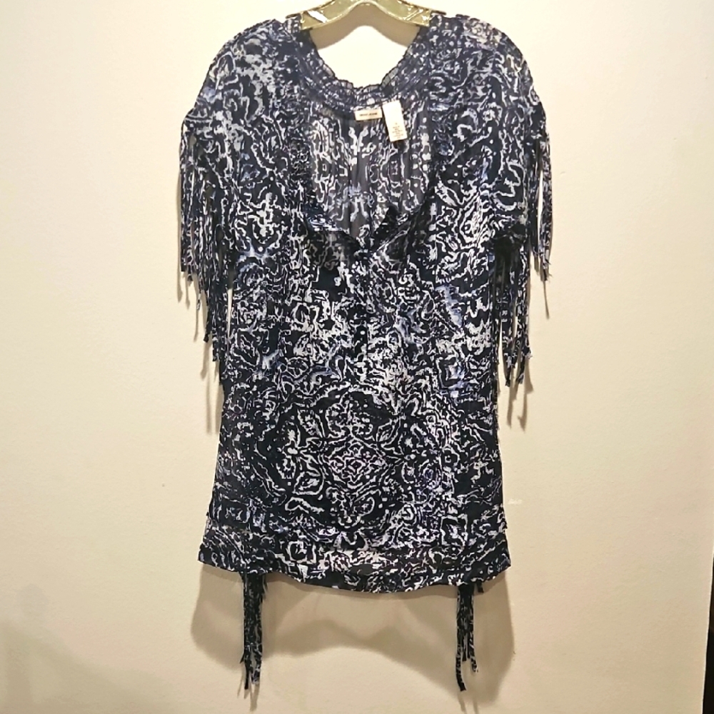 Dkny sheer With Fringes Blouse size 18